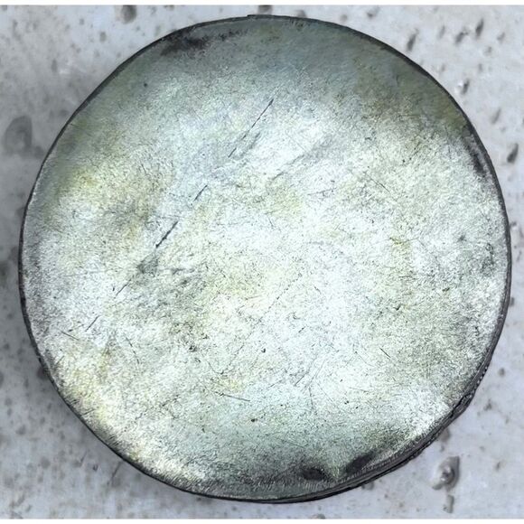 Asian Pewter Pill Case with Mirror Asian woman Sitting on Bench - Picture 3 of 9